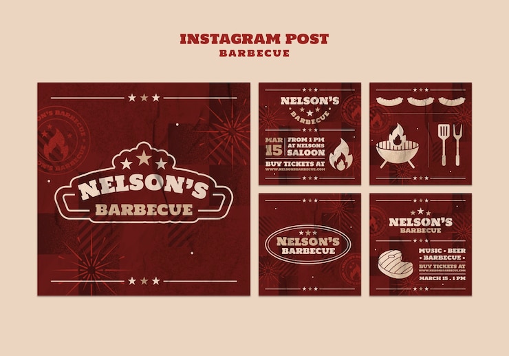 Kostenlose PSD bbq-instagram-beiträge-vorlagendesign