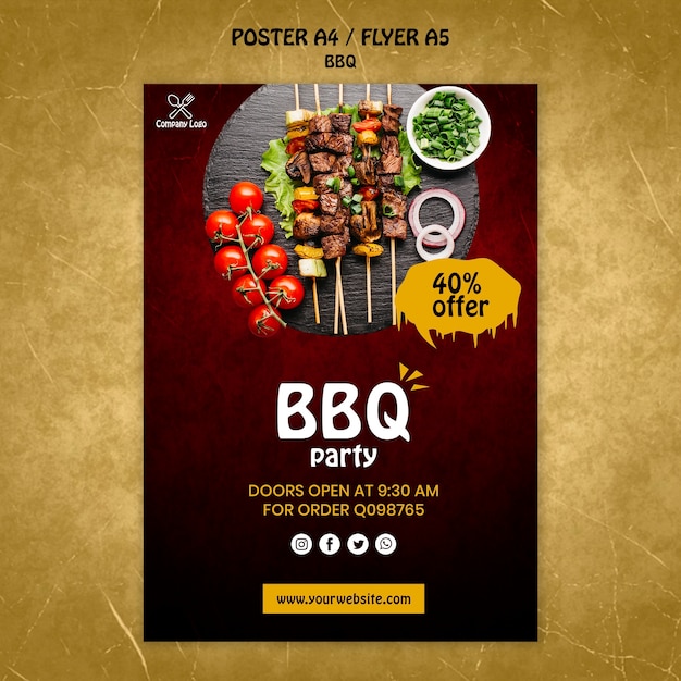 Kostenlose PSD bbq konzept flyer vorlage