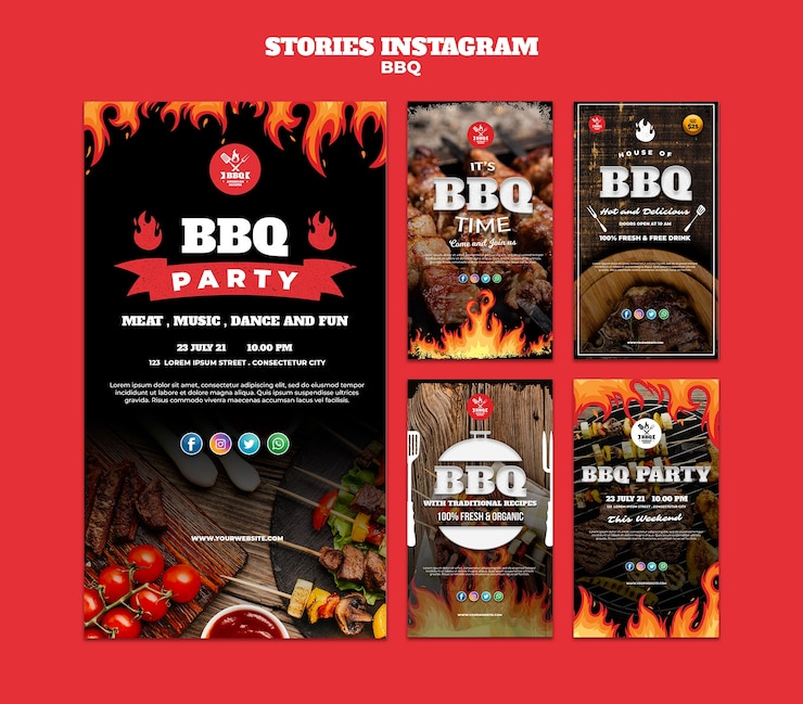Kostenlose PSD bbq konzept instagram geschichten vorlage