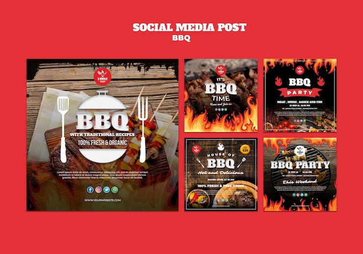 Kostenlose PSD bbq konzept social media post vorlage