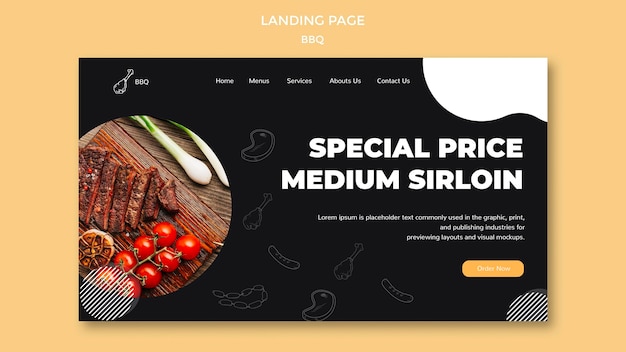 Kostenlose PSD bbq landing page vorlage