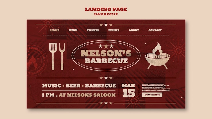 Kostenlose PSD bbq-landingpage-vorlagendesign