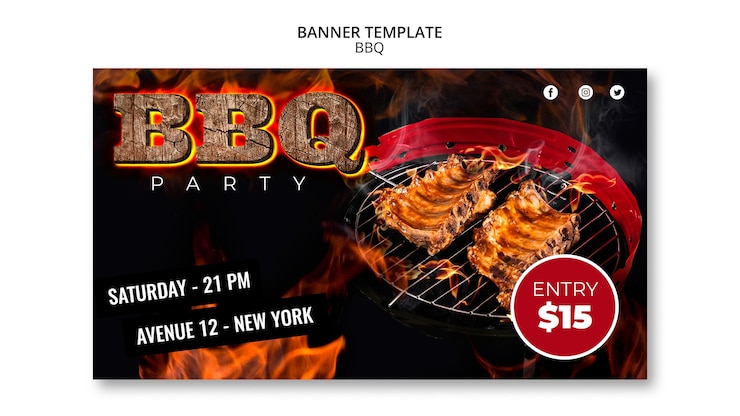 Kostenlose PSD bbq party banner vorlage