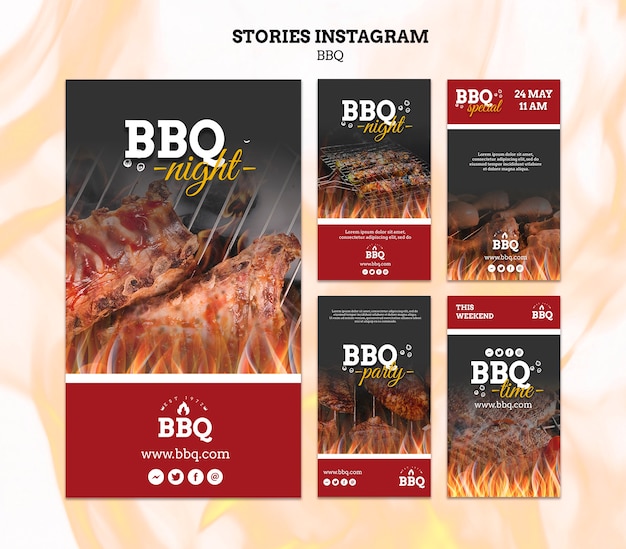 Kostenlose PSD bbq party instagram geschichten vorlage