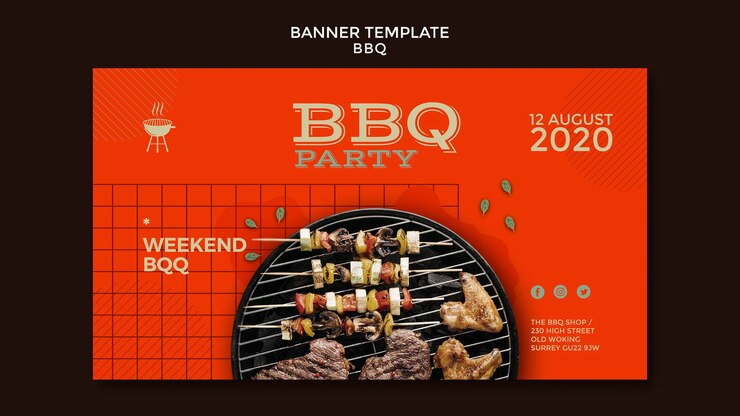 Kostenlose PSD bbq party vorlage banner