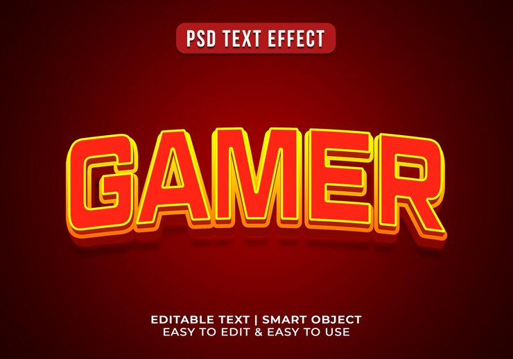 Kostenlose PSD bearbeitbare gamer-text-effekt-vorlage