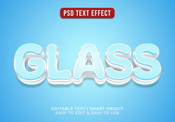 Kostenlose PSD bearbeitbare glas-text-effekt-vorlage