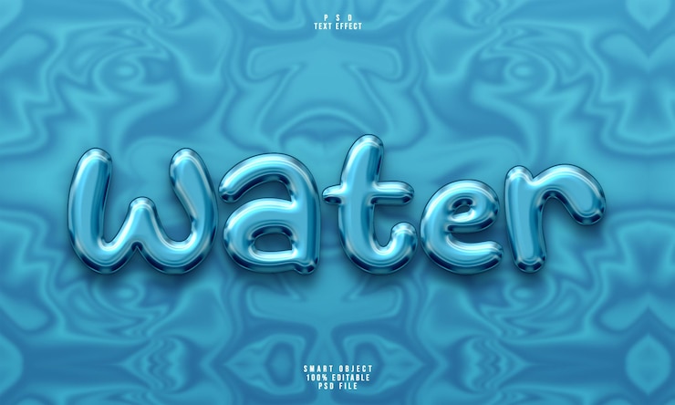 Kostenlose PSD bearbeitbarer 3d-texteffekt des wassers