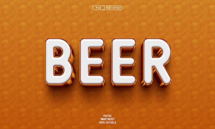 Kostenlose PSD bearbeitbarer 3d-texteffekt für bier