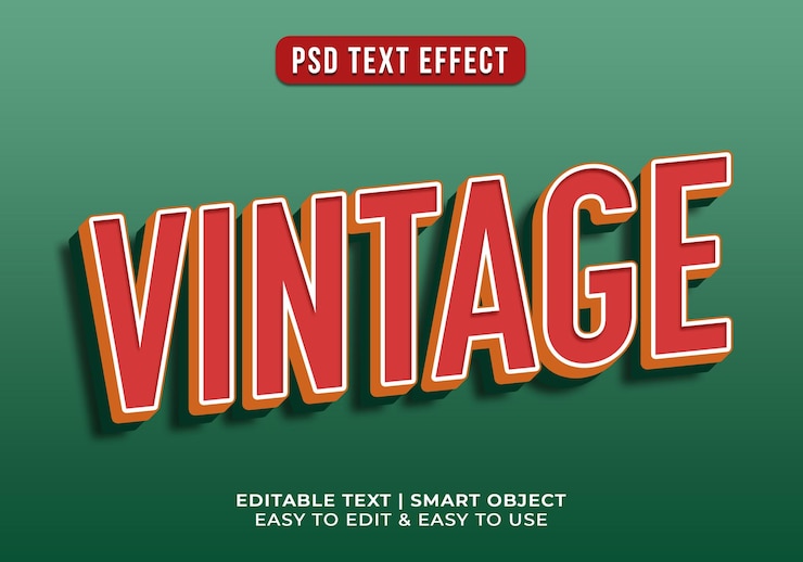 Kostenlose PSD bearbeitbarer retro-3d-texteffekt