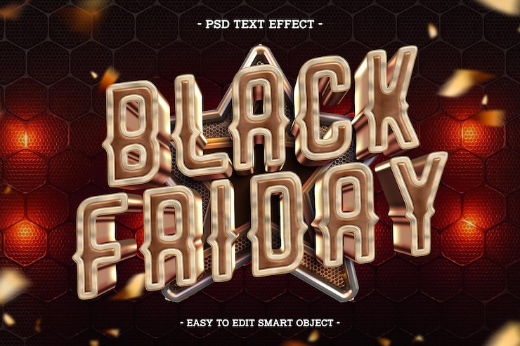Kostenlose PSD bearbeitbarer texteffekt für den black friday