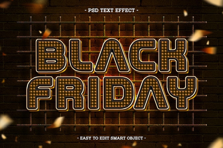 Kostenlose PSD bearbeitbarer texteffekt für den black friday