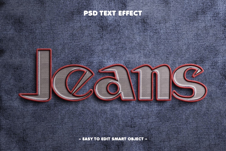 Kostenlose PSD bearbeitbarer texteffekt für jeans