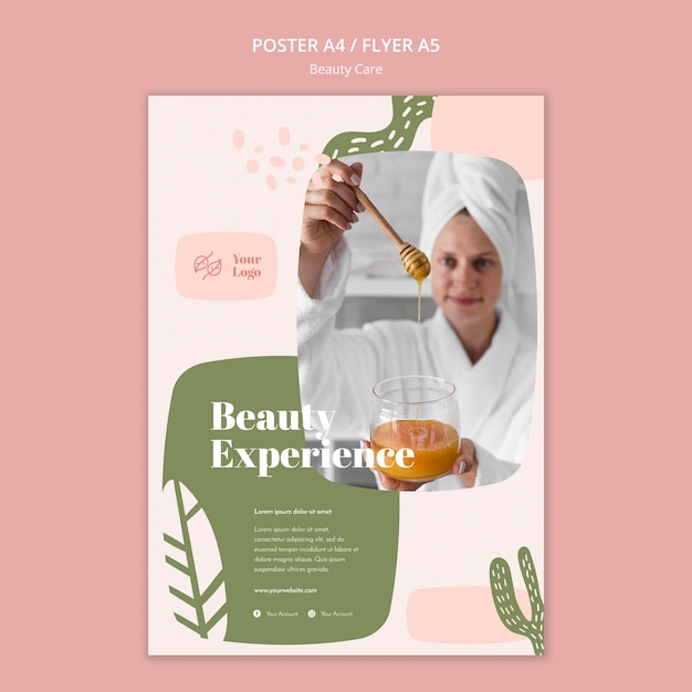 Kostenlose PSD beauty care vorlage flyer