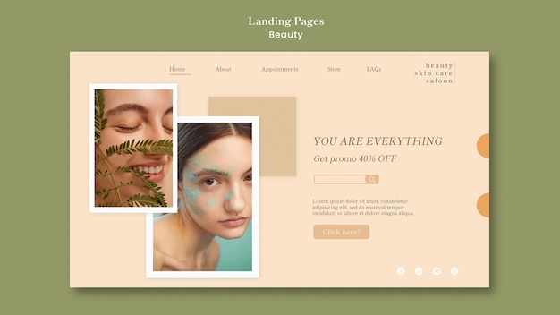 Kostenlose PSD beauty landing page