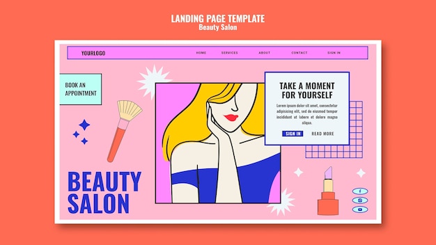 Kostenlose PSD beauty-pop-art-landingpage-vorlage