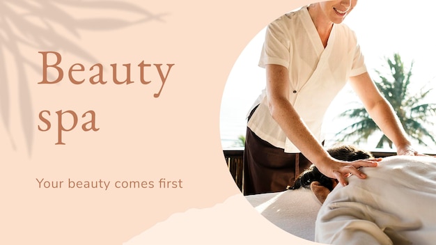 Beauty Spa Wellness-Vorlage psd mit Ihrer Schönheit kommt der erste Text