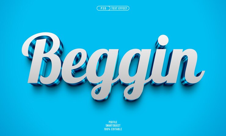 Kostenlose PSD beggin 3d-bearbeitbarer texteffekt