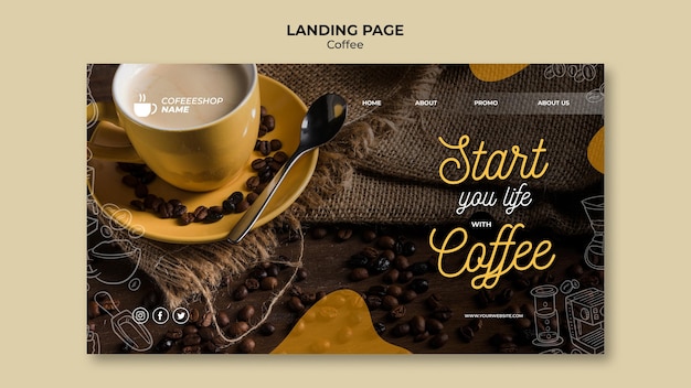 Beginnen sie ihr leben mit einer kaffee-landingpage