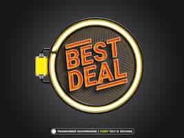 Kostenlose PSD best deal 3d sale banner template promotion mit bearbeitbarem texteffekt