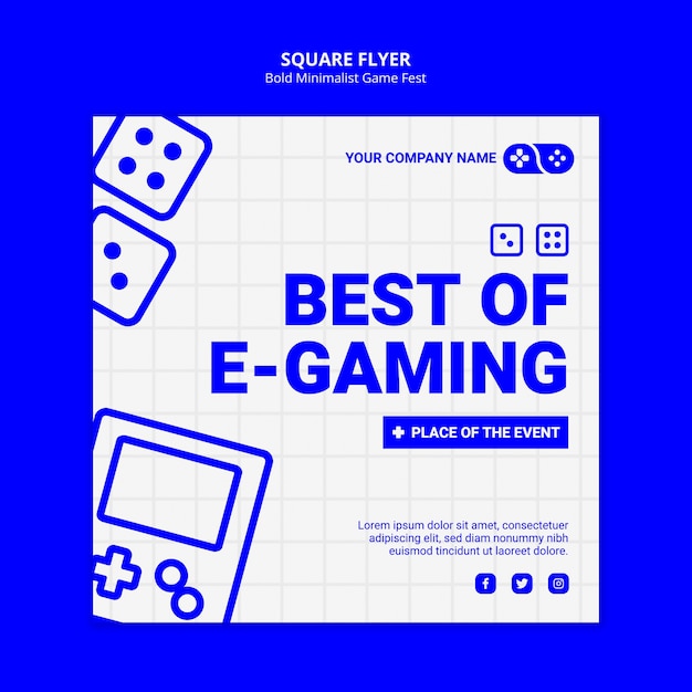 Kostenlose PSD best of e-gaming-spiele jam fest square flyer