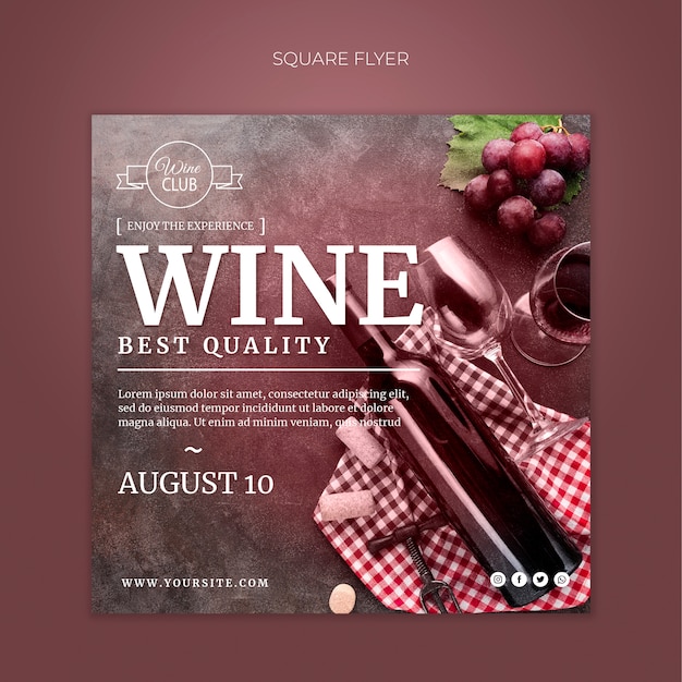 Kostenlose PSD bester wein square flyer