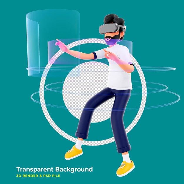 Bewegungseffekte VR-Gerät und 3D-Charakter