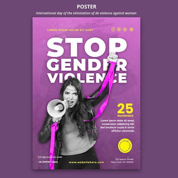 Bewusstsein der gewalt gegen frauen poster vorlage mit foto