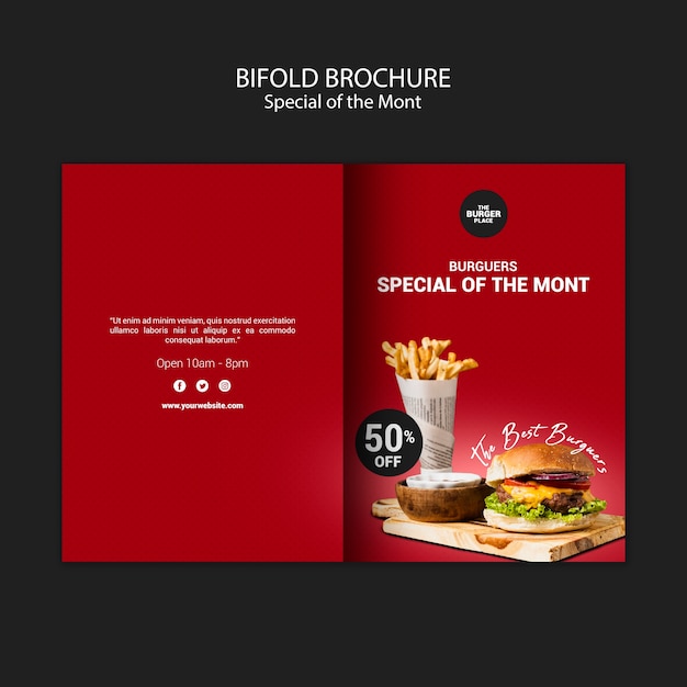 Bifold-Broschüre für ein Burgerrestaurant