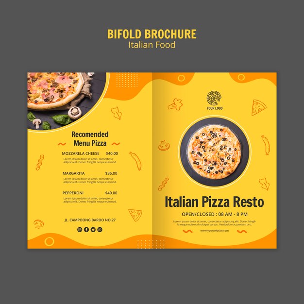 Bifold Broschürenvorlage für italienisches Food Bistro