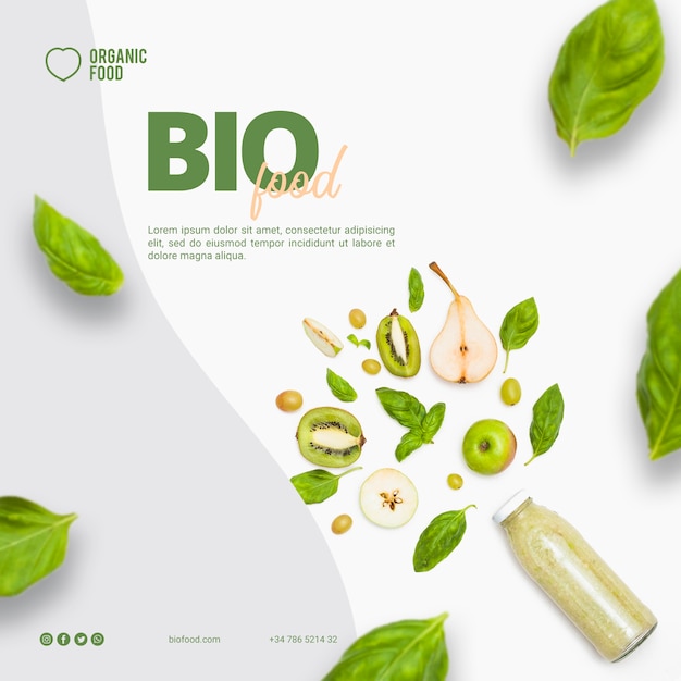 Bio-lebensmittel quadratische banner vorlage