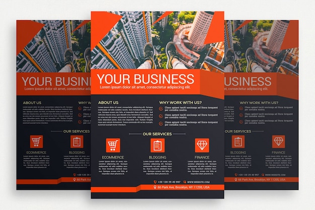 Kostenlose PSD black and orange business broschüre