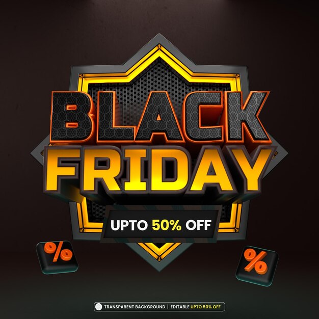 Kostenlose PSD black friday 3d-texteffekt-post-design-vorlage