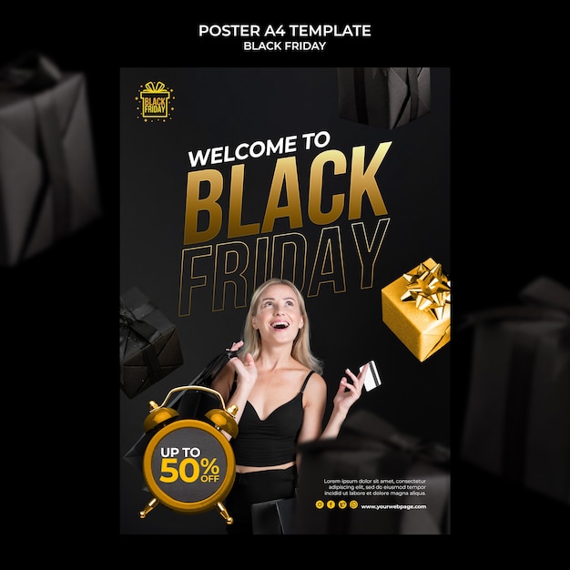 Black friday druckvorlage mit goldenen details