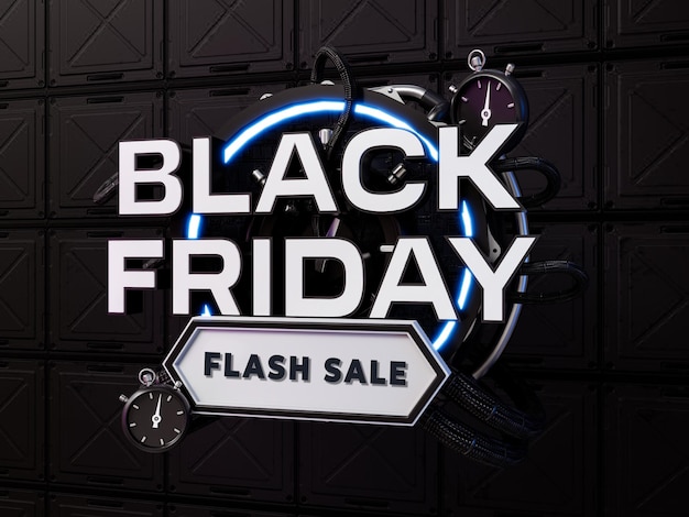 Black friday flash sale banner 3d-renderillustration