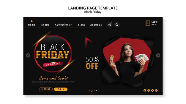 Kostenlose PSD black friday konzept landingpage vorlage