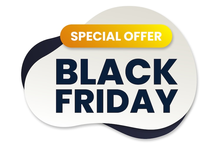 Kostenlose PSD black friday-label isoliert