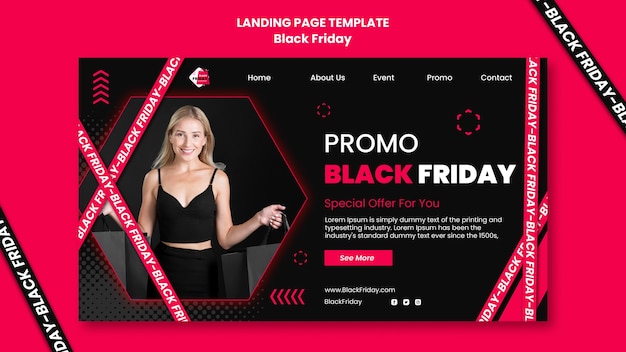 Kostenlose PSD black friday landing page vorlage