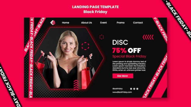 Kostenlose PSD black friday landing page vorlage