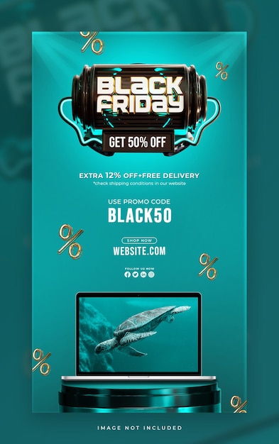 Kostenlose PSD black friday sale social media instagram story design-vorlage