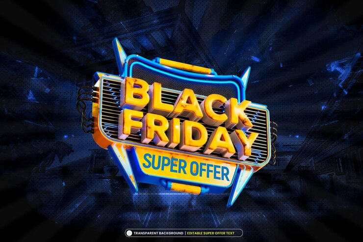 Kostenlose PSD black friday super-angebotsbanner mit bearbeitbarem text