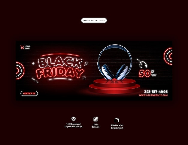 Kostenlose PSD black friday super sale facebook-cover-vorlage