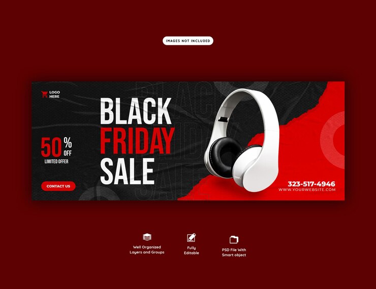 Kostenlose PSD black friday super sale facebook-cover-vorlage