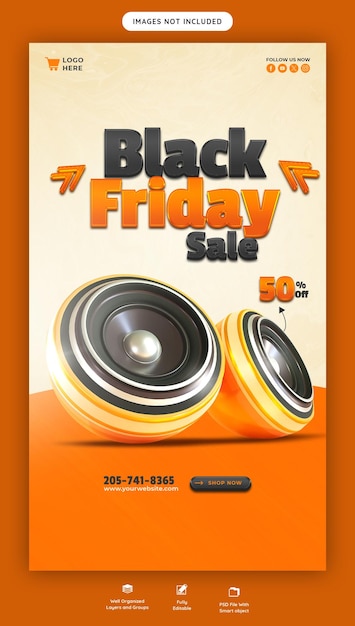 Kostenlose PSD black friday super sale instagram und facebook story banner vorlage
