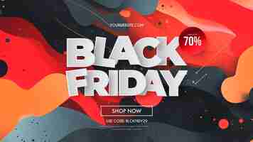 Kostenlose PSD black friday super sale mit abstrakten memphis 3d bunten formen