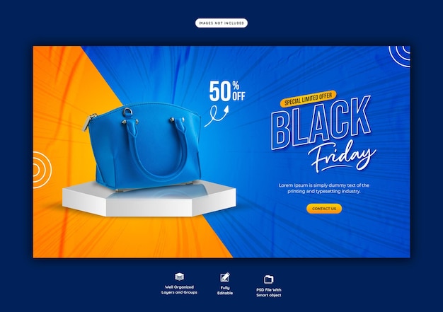 Kostenlose PSD black friday super sale web-banner-vorlage