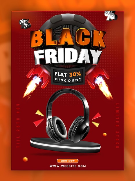 Kostenlose PSD black friday-verkaufs-flyer-design-vorlage