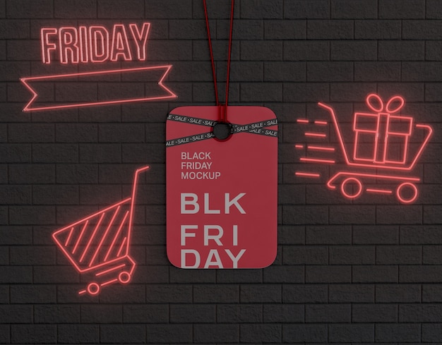 Black Friday Werbung am hängenden Tag Mockup