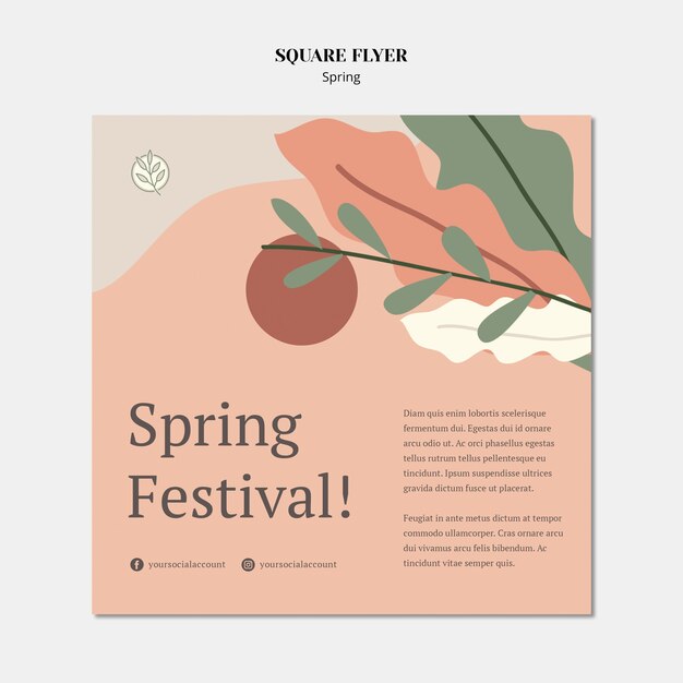 Blätter und Sonne Frühling quadratische Flyer Vorlage