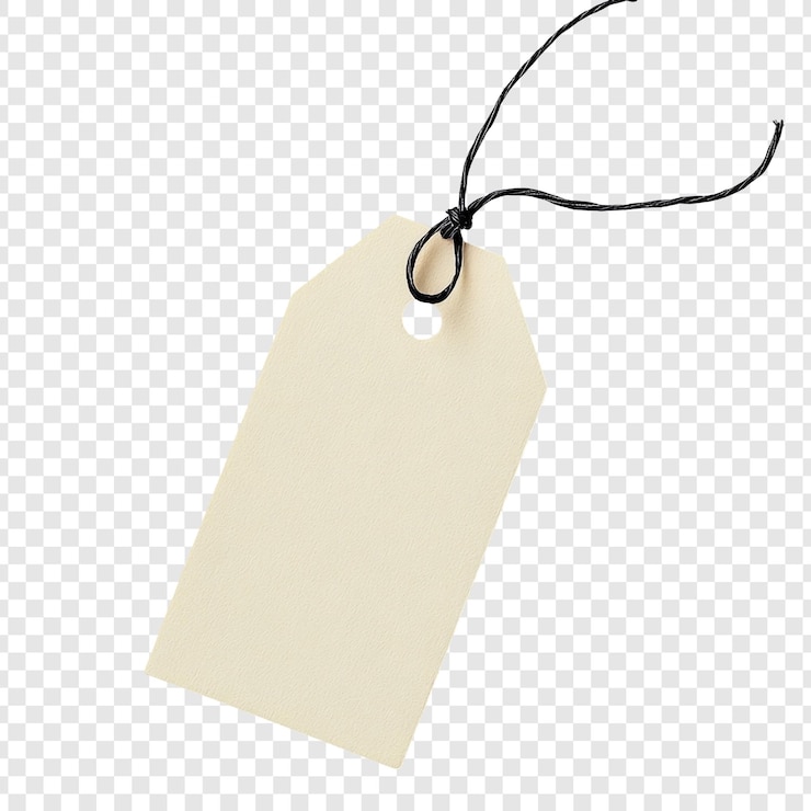 Kostenlose PSD blank beige tag mit schwarzer schnur perfekt für etikettierung branding oder handwerk projekte